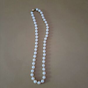 Vintage Signed Marked Monet Faux Pearl Single Strand Knotted Necklace P7